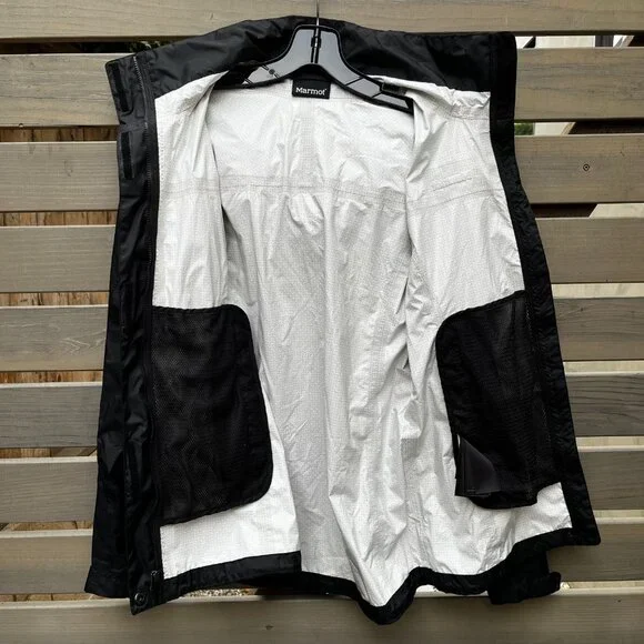 Marmot Women's PreCip Eco Jacket Size S Black Waterproof Taped Seams Hood - Picture 5 of 13